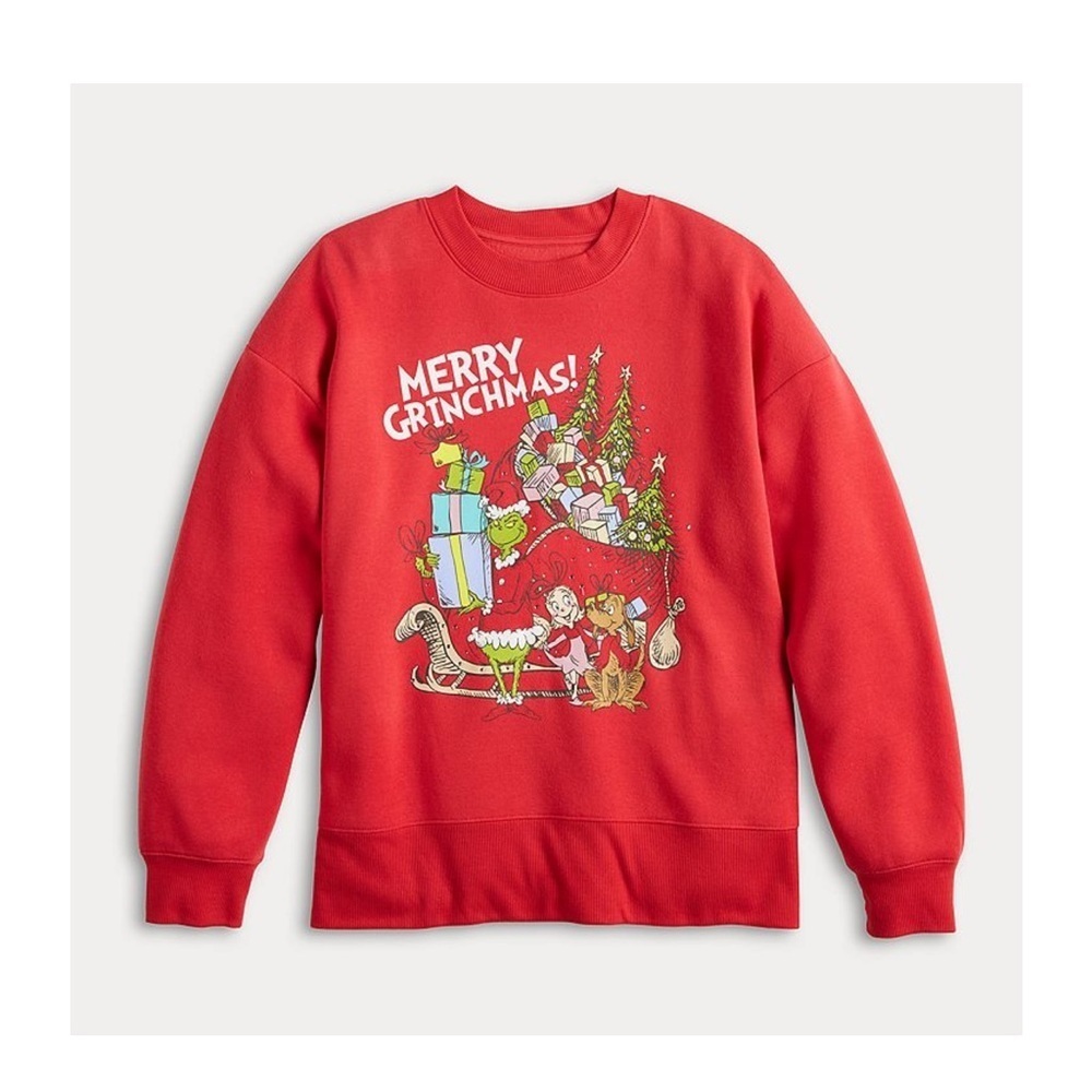 The Grinch Merry Christmas Graphic Crewneck Fleece in Red - Picture 3 of 3